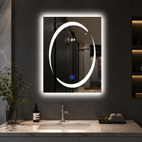 Miroir LED intelligent rond mural, miroir de salle de bain anti-buée avec capteur tactile, température de couleur réglable en 3 niveaux, affichage de l'heure, IP44 CE