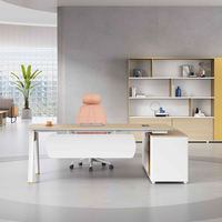 Bureau de direction simple et moderne avec chaise de bureau, combinaison PVC, luxe léger, élégant, pour cadre, superviseur, gestionnaire, usage commercial