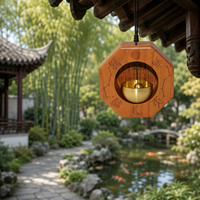 Cloche de porte chinoise Feng Shui en laiton poli en forme de calebasse, motif des constellations Fu Lu Shou, ornement décoratif fait main à suspendre pour la maison