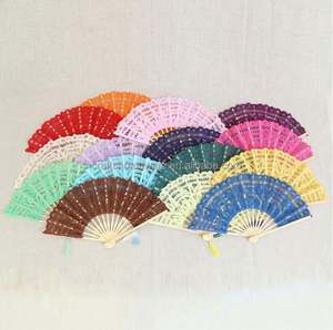 Abanico Plegable de Encaje de Algodón, Abanico de Mano Bordado para Novia, Varillas de Bambú para Decoración de Bodas, Fiestas, Baile, Estilo de Arte Folclórico - Product Image 3