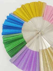 23cm Shinny Plastic Folding <b>Hand</b> <b>Fan</b> with Sparkling Sequins Bulk Wholesale for Festivals and Proms Crafted Products - Product Image 4