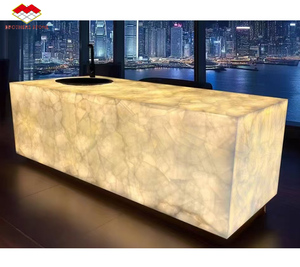 Tavolo da caffè fotoelettrico a LED in <span class=keywords><strong>marmo</strong></span> di cristallo traslucido isola <span class=keywords><strong>cucina</strong></span> dell'era glaciale retroilluminazione in <span class=keywords><strong>marmo</strong></span> <span class=keywords><strong>bianco</strong></span> per tavolino - Product Image 2