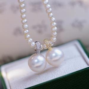 Pendentif en argent S925 avec perles rondes plates de 10 à 13 mm, accessoires de perles DIY pour la fabrication de bijoux, support vide, collier simple 31143 - Product Image 1