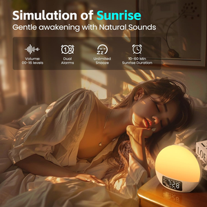 Portable intelligent santé son blanc bruit Machine réveil lumière lampe lever du soleil réveil pour bébé enfant nuit dormir pour un usage domestique - Product Image 2