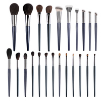 Pinceaux de maquillage personnalisés Logo Marque privée Grand petit pinceau à pointiller Laine fine Tube de cuivre Manche en bois 23Pcs Milky Way Series