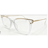 Lunettes de vue transparentes carrées en TR90 avec monture métallique dorée, charnière à ressort, verres solides anti-lumière bleue et diamantés