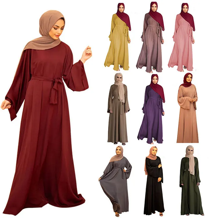 เสื้อคลุมมุสลิมอาบายา,ชุดเดรสสไตล์ตะวันออกกลางสีพื้น
