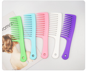 Home Hair Styling Plastic Large Knife <b>Comb</b> Curved Hook <b>Wide</b> Tooth Hollow Grid 20cm Women Curling Anti-Static Detangling <b>Comb</b> - Product Image 2