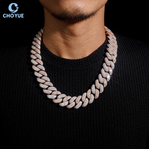 Crescent Moon Cuban Link Necklace Rose Gold Plated Cuban Link Necklace Full Moissanite <b>Iced</b> <b>Out</b> <b>Chain</b> Luxury Hip Hop Jewelry - Product Image 5