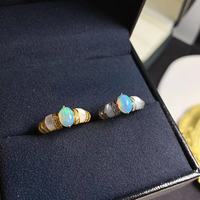 Exquis Vintage S925 bague en argent Sterling 5mm * 7mm opale naturelle doigt complet à la mode bijoux fins pour les fêtes d'anniversaire