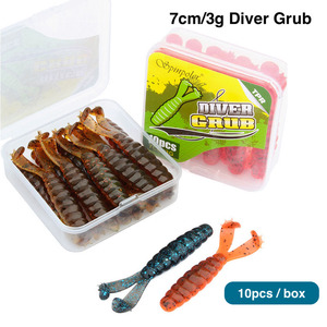 เหยื่อตก<span class=keywords><strong>ปลา</strong></span> Spinpoler Twin Tail Salted Grub แบบนิ่ม 10 ชิ้น หางคู่ ขนาด 7 ซม. น้ำหนัก 3 กรัม เหยื่อแบบนิ่มผสมเกลือ สำหรับตก<span class=keywords><strong>ปลา</strong></span>แบส - Product Image 1