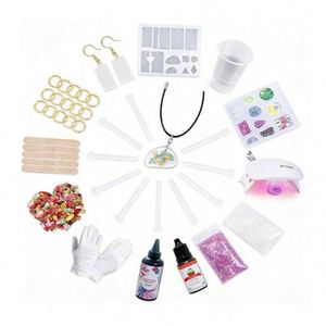 TOYSRUNNER Professional Silicone Jewelry Craft Kit Transparent Hard Cure UV Light Molds Pendants Earrings Keychains Glitter Foil - Product Image 3