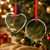 Adorno Navideño de Cristal Transparente con Impresión UV Personalizable, Decoración Colgante en Forma de Corazón o Redonda para Regalos Navideños