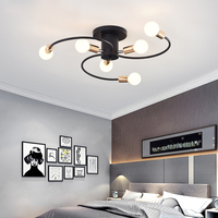 Décoration d'Intérieur Moderne Lustre en Fer Multi-Têtes Blanc Noir Or Douille E27 Plafonnier pour Salon et Magasin de Vêtements