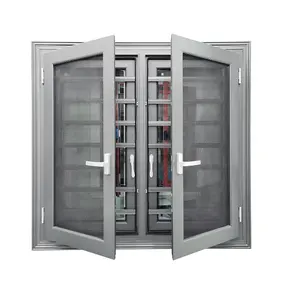 Aluminium-Zwiebelfenster/Aluminium-Doppelglasfenster mit Stahl-Flugschutzgitter