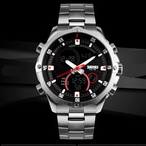Montre pour homme OEM Skmei 1146 multifonctionnelle à grand cadran, bracelet en acier, couronne inclinée, montre électronique étanche, montre de sport pour étudiants - Product Image 2