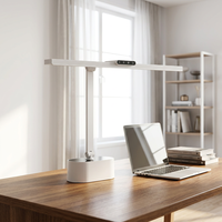Lampe de table LED pliable à commande tactile, intensité réglable, 3 températures de couleur, protection des yeux, sans scintillement, chargement USB, horloge pour salle d'étude