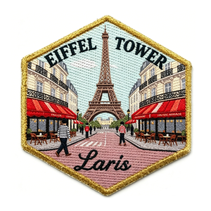 Parche Bordado Termoadhesivo de la Torre Eiffel de París, Tela Tejida, Forma Irregular, Aplique Decorativo para Regalo - Product Image 2