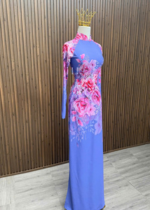 Robe de soirée longue en soie de luxe pour femmes, manches longues, élégante, tissu doux de qualité supérieure - Product Image 5