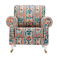 Chaise de luxe de style français rétro médiéval, modèle Tigre, en coton et lin, dossier haut, avec pieds en bois, pour chambre, balcon, maison, style campagnard américain