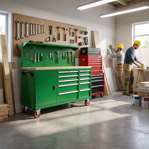 Coffre à outils vert, armoire à outils roulante avec roues, tiroirs, <span class=keywords><strong>garage</strong></span>, robuste, réparation automobile, chariot de rangement d'outils mobile - Product Image 2