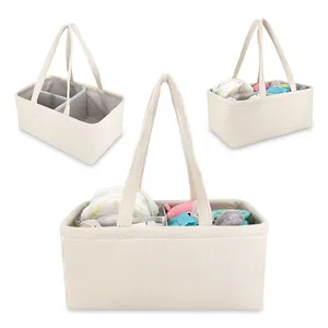 New Material White Waffle Baby Diaper Nursery Organizer Caddy Carrier Basket With Divider