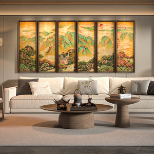 Peinture en laiton exclusive en six parties des Cinq Montagnes Sacrées, idéale pour la décoration artistique haut de gamme dans les salons de villas - Product Image 2