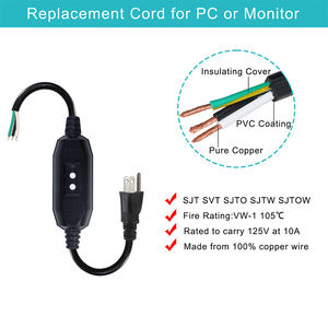 สายต่อ16AWG GFCI sjtw พร้อม3ง่ามปลั๊กสายดิน NEMA 5-15P เพื่อเปิดสายไฟ AC - Product Image 3