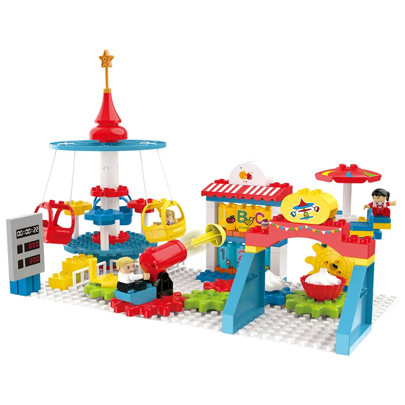 Fivestar 110 peças de tijolos de plástico para brinquedo fantasia feliz grande tema parque de diversões grande bloco de construção conjunto de brinquedos