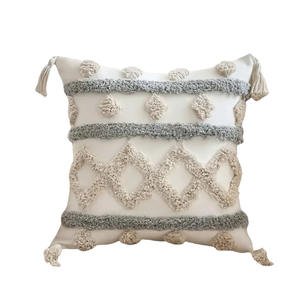 Bohem tarzı 3D geometrik desen püsküllü yastık kare şekli yastık yatak odası için kanepe dekoru ev kullanımı yapılmış Polyester - Product Image 1