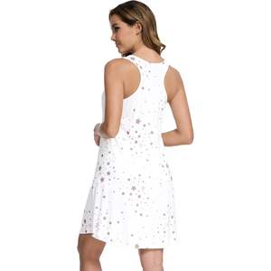 ชุดนอนผ้าวิสโคสแบมบูสำหรับผู้หญิง WiWi แบบไม่มีแขน เสื้อนอนเย็นสบาย ชุดเดรสทรงแทงค์นุ่ม ไซส์ S ถึง XXL - Product Image 5