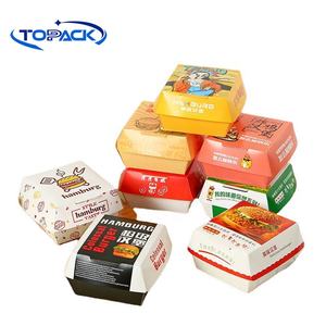 持ち運び可能 使い捨て クラフト ホワイトペーパー フードボックス クラムシェル型 バーガーボックス テイクアウト用包装 - Product Image 5