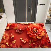 Große, maßgefertigte, geometrische, landhausartige, maschinell gefertigte Fußmatte und Teppich