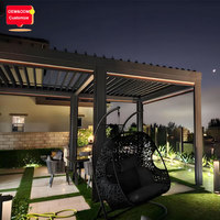 4X8m Motorlu Biyoklimatik Bahçe Kamelyası Otomatik Açılır Panjurlu Çatı Su Geçirmez Açık Hava Alüminyum Pergola Arka Bahçe Terası için