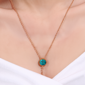 สร้อยคอโซ่เส้นเล็ก สแตนเลสสตีล 316L ชุบทอง PVD ประดับพลอยสีน้ำเงิน ทนทาน เป็นมิตรต่อสิ่งแวดล้อม - Product Image 2
