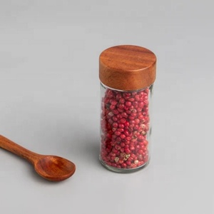 VENTE <span class=keywords><strong>PAULO</strong></span> Pots à épices ronds en verre de 90ml avec couvercles en bois d'acacia naturel - Product Image 4
