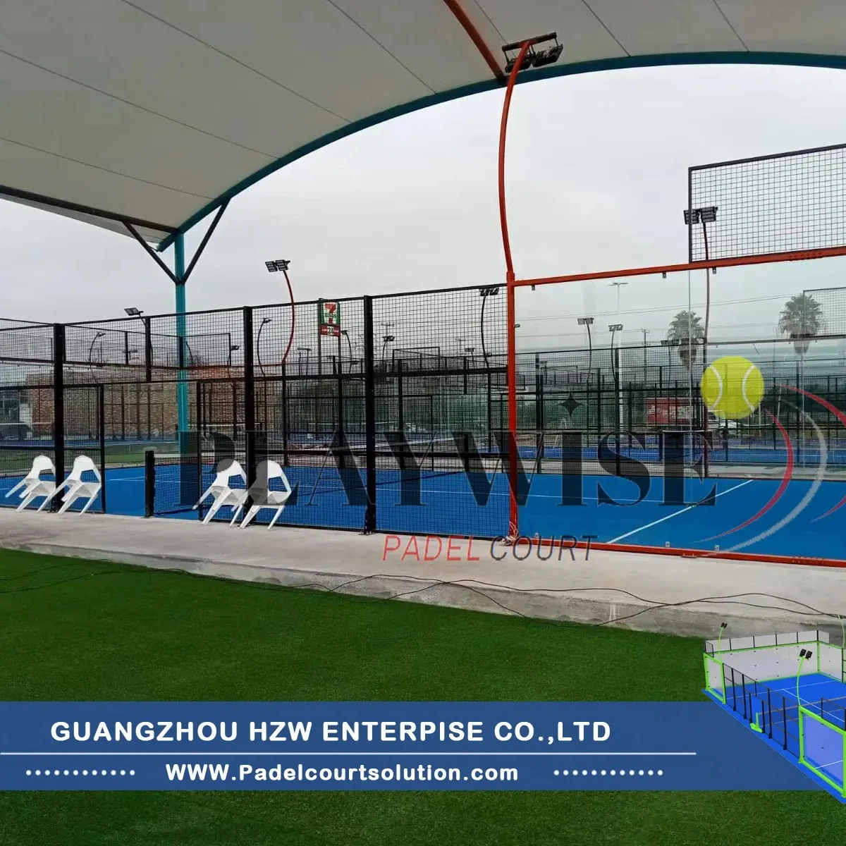 High-end OEM sevice personalizado panormaic remo tribunal/full view padel tribunal fabricante top fornecedor na China