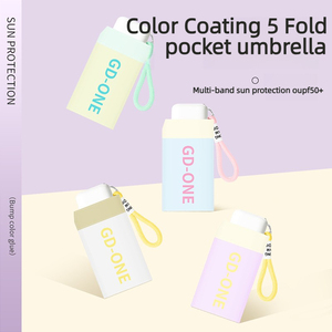 Sombrilla de Sol y Lluvia Plegable de 5 Pliegues y <span class=keywords><strong>6</strong></span> Varillas con Marco de Acero Dorado y Recubrimiento de Color Caramelo, Personalizada de Fábrica, para Mujer, Ideal para Viajes, Uso Diario y Regalo - Product Image 3