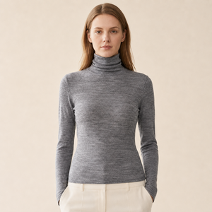 Maglione da <span class=keywords><strong>Donna</strong></span> in <span class=keywords><strong>Maglia</strong></span> a Collo Alto, Slim Fit, in Misto Cupro e Lana, Morbido e Basico, Personalizzabile OEM - Product Image 3