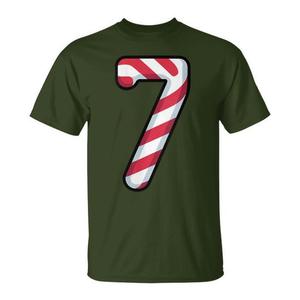 Camiseta navideña Candy Cane Number 7 con diseño de meme navideño, talla para adultos - Product Image 1