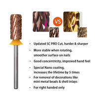 NOUVEAU Embouts de ponceuse à ongles en carbure Bronze Nano SC PRO, pour la dépose de coquilles, mini-perles métalliques et le polissage de gel dur et acrylique