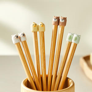 Palillos de madera con dibujos animados para niños y adultos, forma redonda, antihongos, juego de cubiertos para el hogar Hy 0106 - Product Image 1