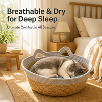 Panier-lit pour chat en herbe écologique multicolore, respirant et chaud, pour intérieur, lit de couchage pour animaux de compagnie, panier-griffoir rond tressé à double usage