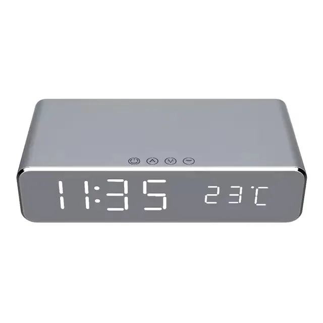 10W Fast Qi Wireless Charger with LED Digital Display Alarm Clock