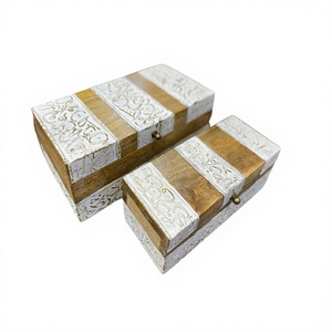 Boîte de rangement pour bijoux en bois islamique, ensemble de 2 boîtes de forme rectangulaire de tailles différentes, boîte à cosmétiques et à bijoux de qualité supérieure - Product Image 1