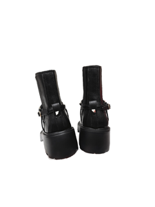 Bottines blanches élégantes et cool avec détails rivetés, bottines Chelsea courtes en cuir véritable, bottes de moto à plateforme, style Valentino - Product Image 5