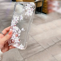 Belle fleur espace d'impression Transparent TPU housse de téléphone portable pour Iphone 7 8 X Xr Xs 11 12 13 14 15 16 17 Pro Max Plus