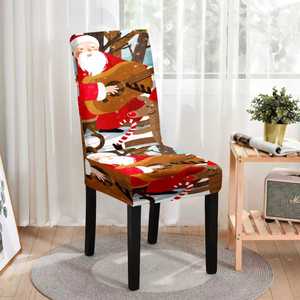Digital Printed <b>Stretch</b> Chair Slipcover Christmas Dining Chair Cover and <b>Seat</b> Protector for Kitchen for Dining Room - Product Image 4