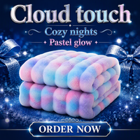 Couverture de luxe en fausse fourrure de lapin tie-dye arc-en-ciel, double couche, en peluche 3D à bulles sculptées, jacquard épais, chaude pour l'hiver, pour lit