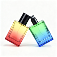 Flacon de parfum carré de luxe de 30 ml, flacon de parfum vide en verre coloré avec vaporisateur et couvercle